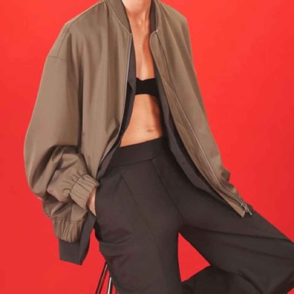 Zara Oversized Bomber Limited Edition in Dark Mink